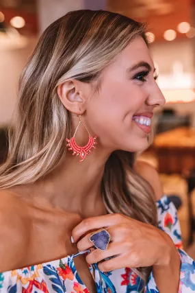 Excited For Paradise Earrings In Coral