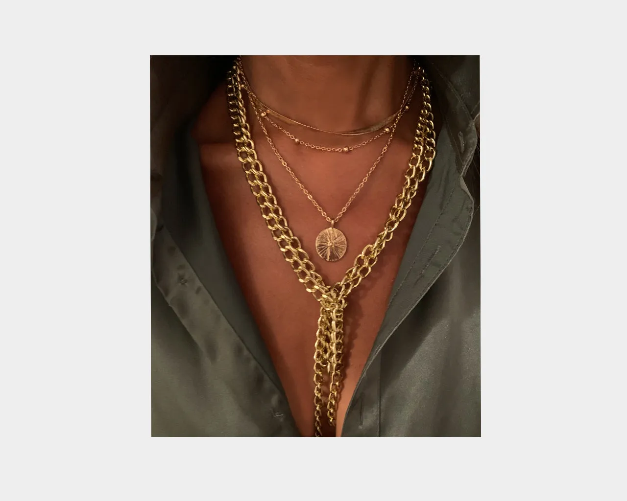 Exclusive Collection | Gold Large Link Necklace Multi Layer - The Park Avenue