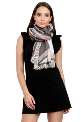 FabSeasons Brown Cotton Viscose Abstract Printed Soft & Stylish Scarf