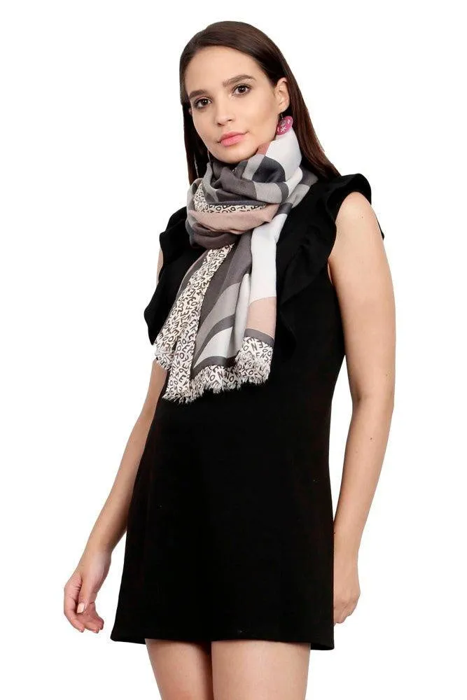 FabSeasons Brown Cotton Viscose Abstract Printed Soft & Stylish Scarf