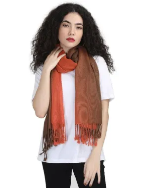 FabSeasons Brown Orange Solid Dual Tone - Double Color Cotton Unisex Scarf