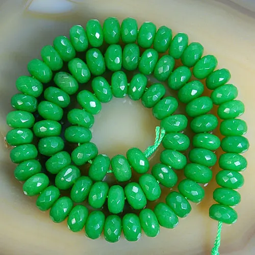 Faceted Green Jade Rondelle Beads 15" 2x4 4x6 5x8 6x10mm Pick Size