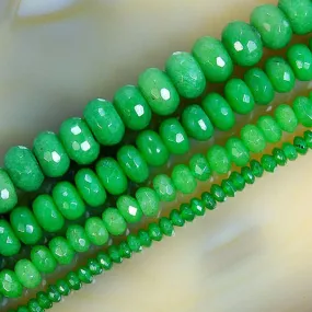 Faceted Green Jade Rondelle Beads 15" 2x4 4x6 5x8 6x10mm Pick Size