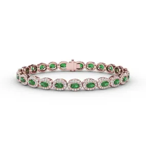 Fana Striking Oval Emerald and Diamond Bracelet