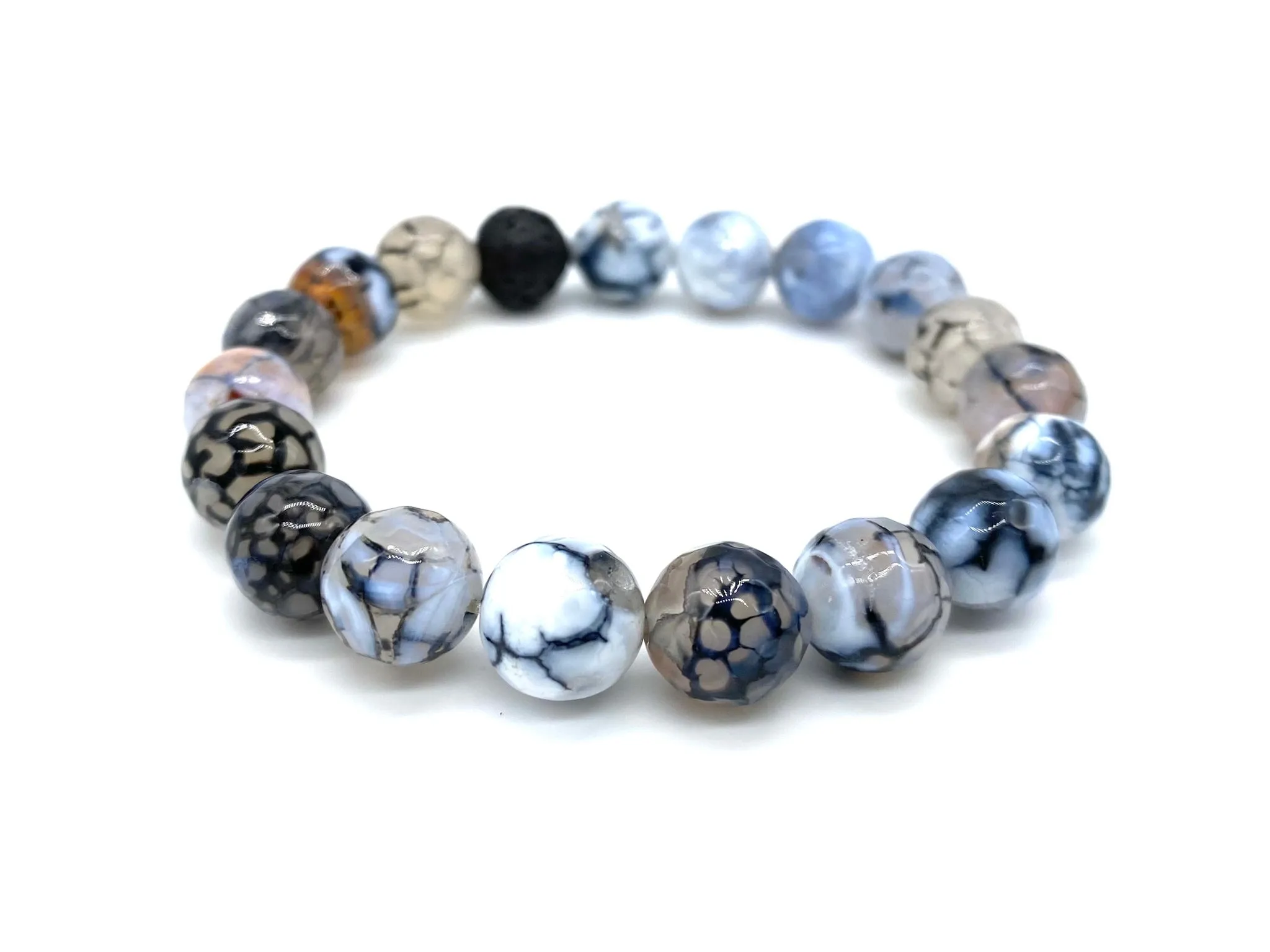 Fired Agate Crystal Chunky Beaded Bracelet - Oil Diffuser Bracelet