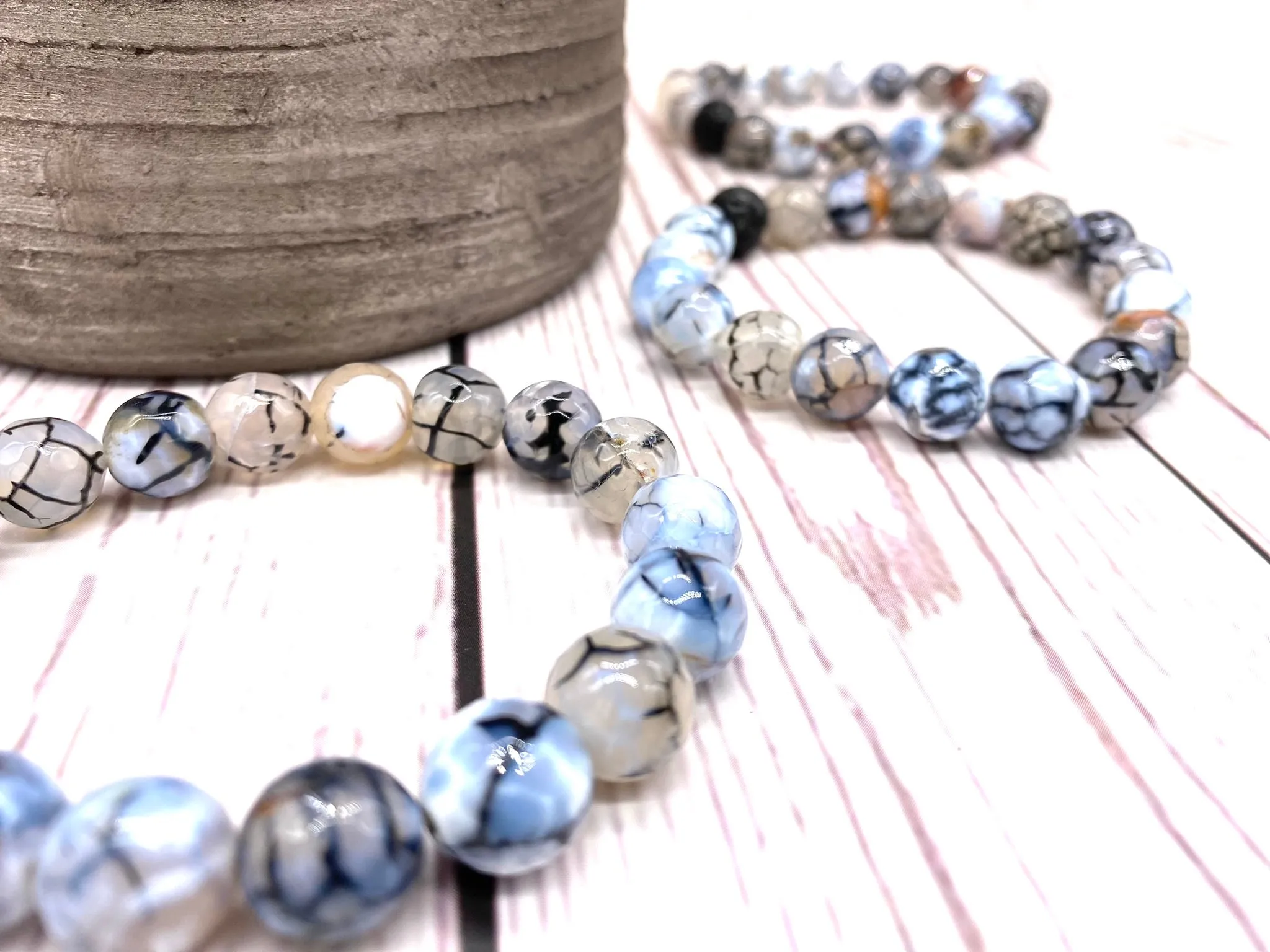 Fired Agate Crystal Chunky Beaded Bracelet - Oil Diffuser Bracelet