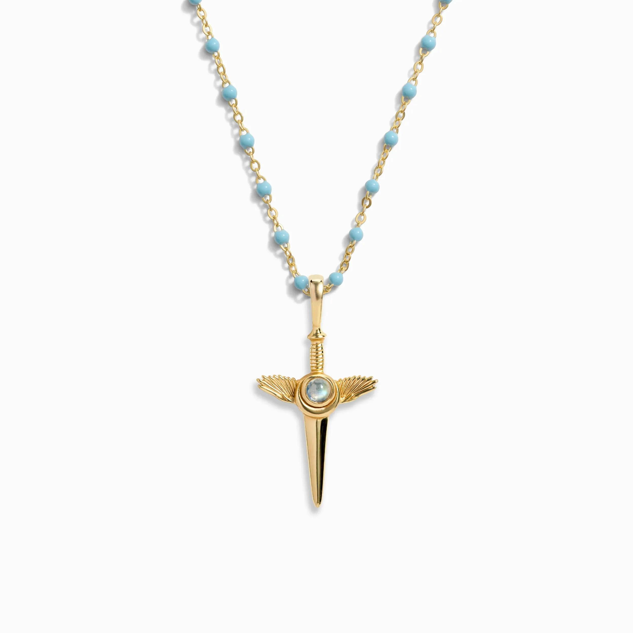 Flying Dagger Turquoise Enamel Necklace