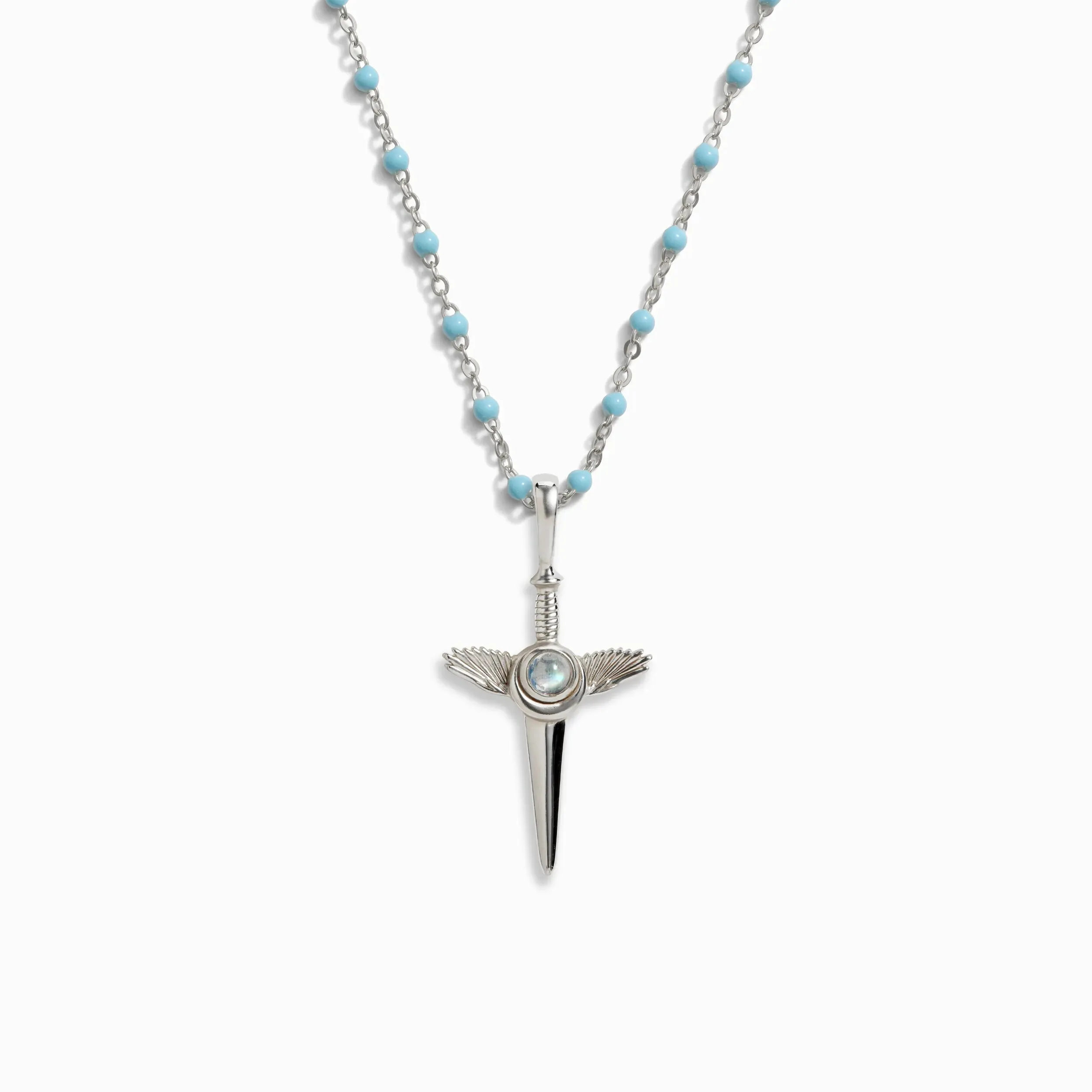 Flying Dagger Turquoise Enamel Necklace