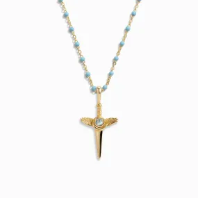 Flying Dagger Turquoise Enamel Necklace