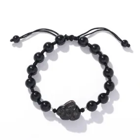 Fortune's Favor Handwoven Crystal and Obsidian Bracelet