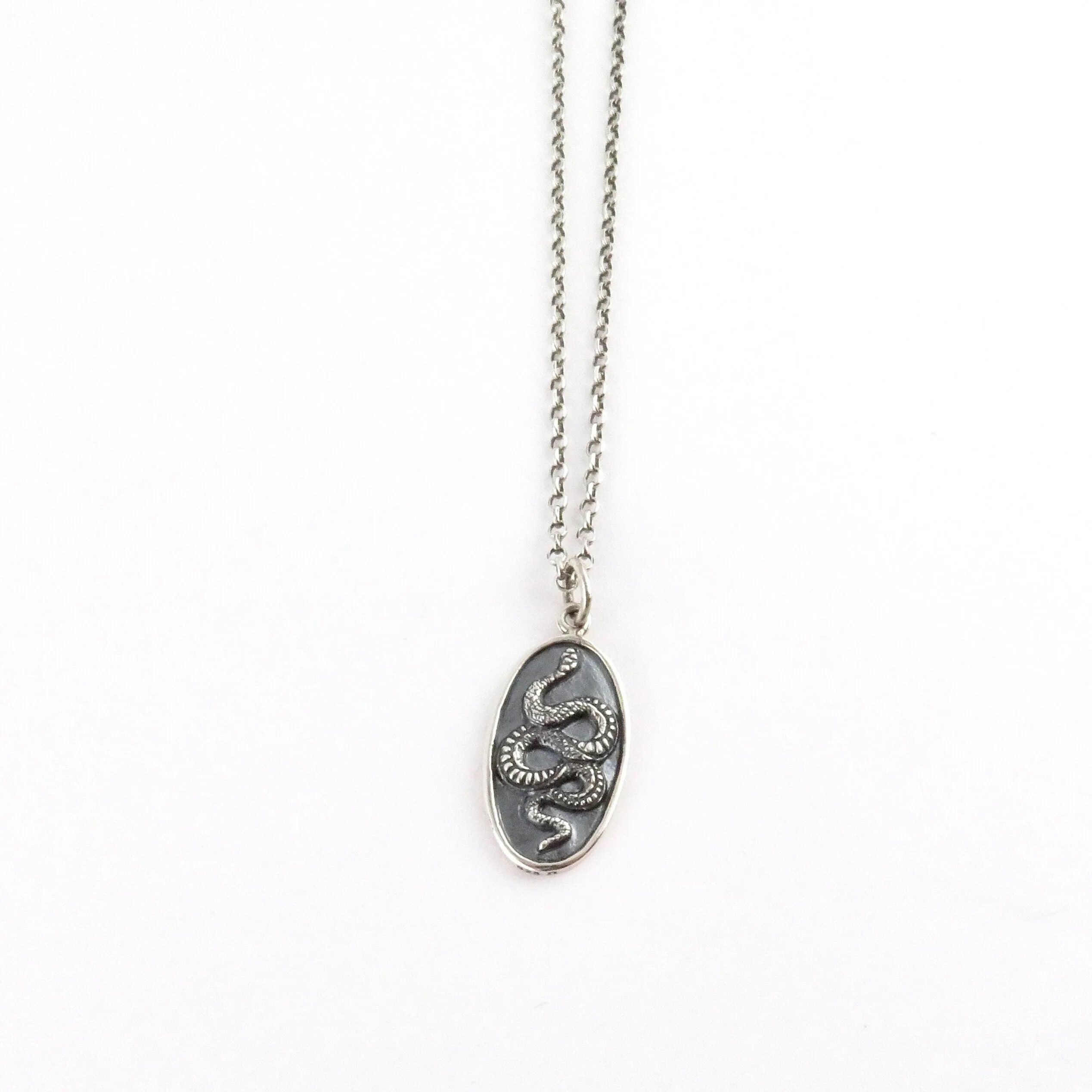 Framed Oval Snake Pendant Necklace