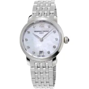 Frederique Constant 30MM Mother of Pearl Diamond Dial Stainless Steel Watch