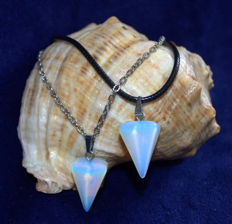 Genuine moonstone opalite pendant necklace Pyramid pendant Gift for Girl Summer Pendant Triangle opalite moonstone unisex pendant necklace