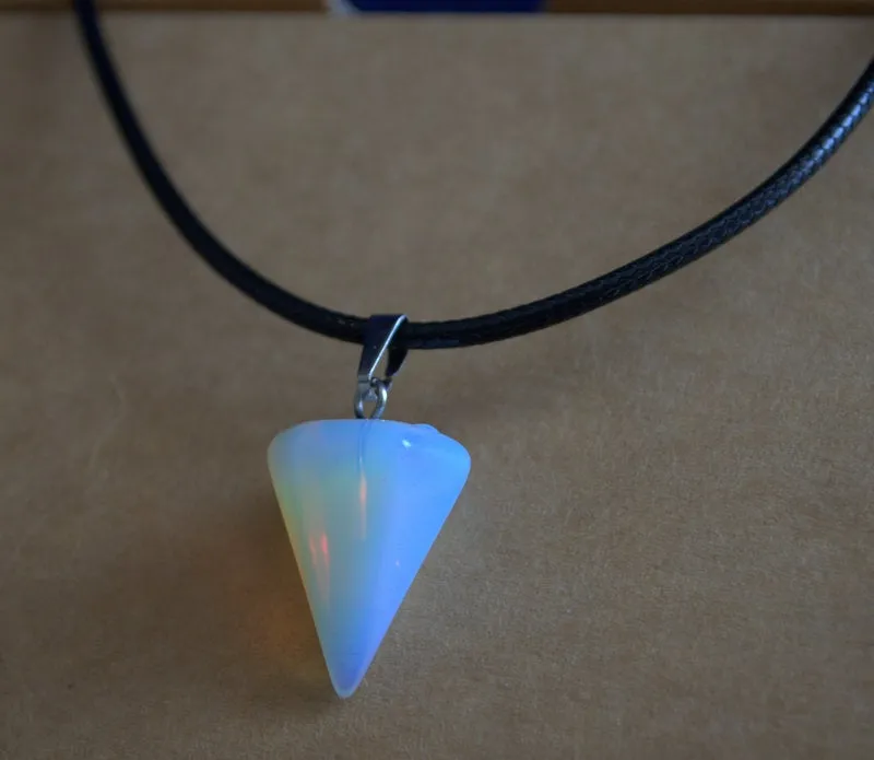 Genuine moonstone opalite pendant necklace Pyramid pendant Gift for Girl Summer Pendant Triangle opalite moonstone unisex pendant necklace