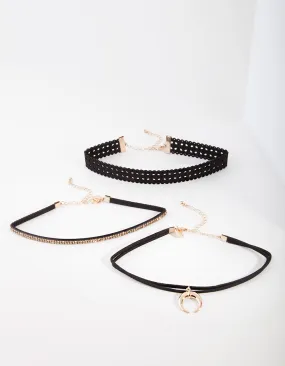 Gold Crescent Moon Choker Pack