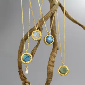 Gold Faceted Labradorite Pendant Necklace