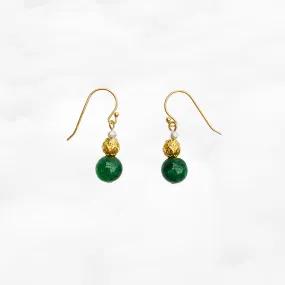 Gold Lotus Jadeite Earrings