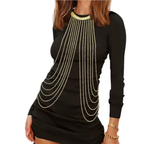 Gold Multi Layered Body Chain Necklace