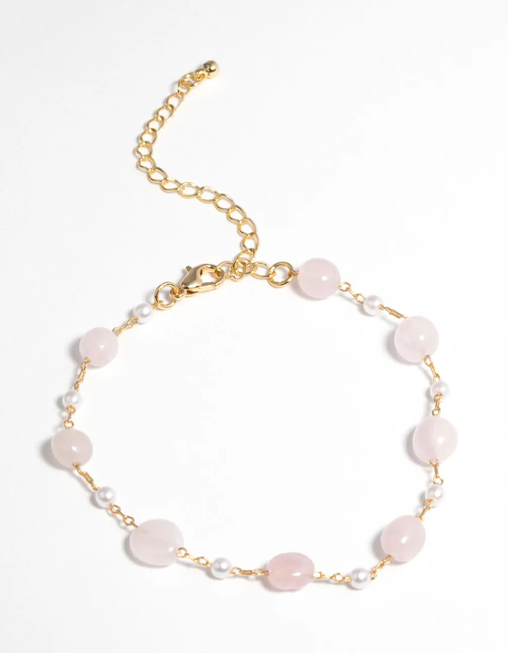 Gold Plated Bracelet with Rose Quartz