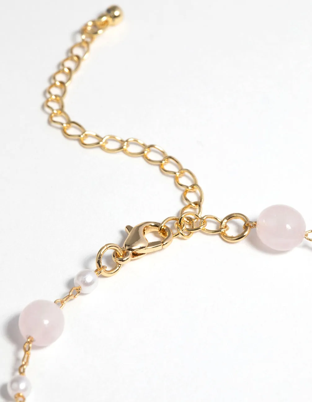 Gold Plated Bracelet with Rose Quartz