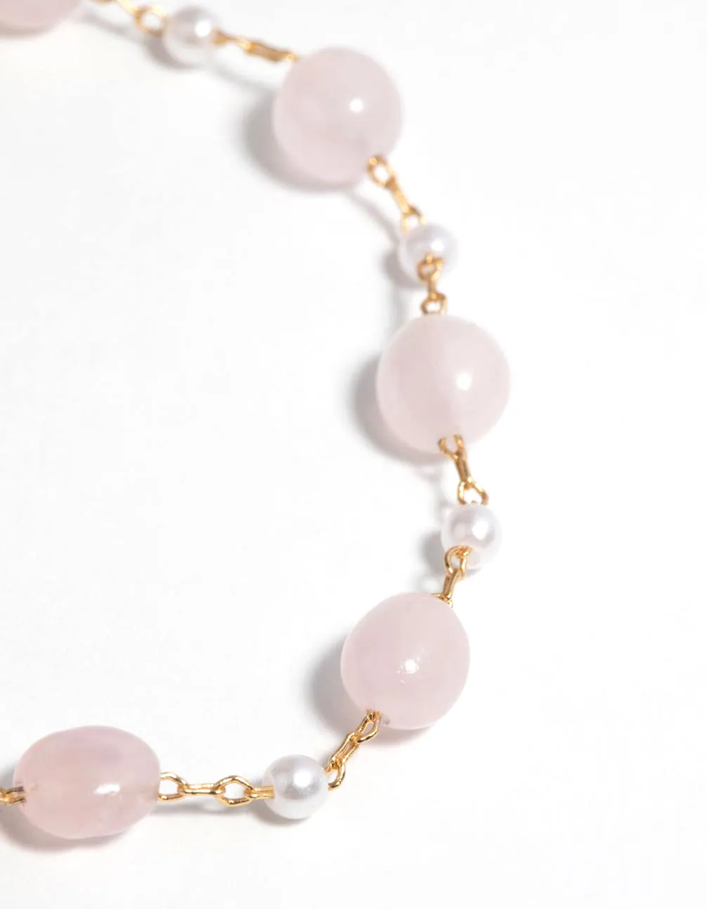 Gold Plated Bracelet with Rose Quartz