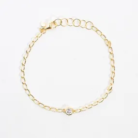 Gold Vermeil White Topaz Curb Chain Bracelet