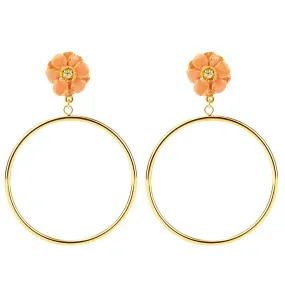 Goldtone Coral Les Roses Hoop Earrings