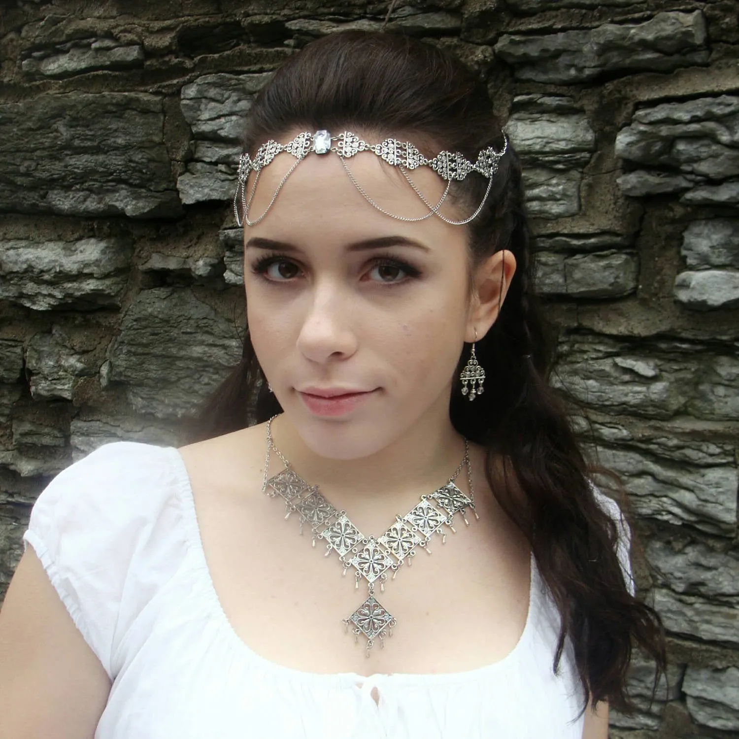 Gothic Necklace - Ren Faire - Bridesmaid Jewelry - Gothic Victorian - Silver Bridal Jewelry - Princess Cosplay - Silver Statement Necklace