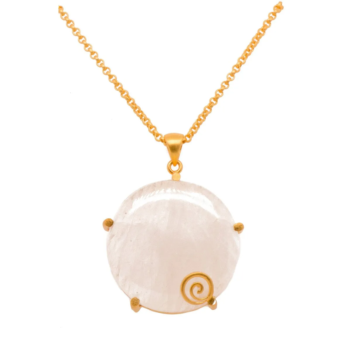 Gratitude 4 Prong Rainbow Moonstone 24K Gold Vermeil Pendant