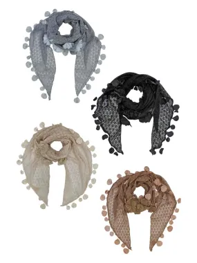 Gray Black Taupe Mocha Lace Fashion Scarf 4-Pack Set