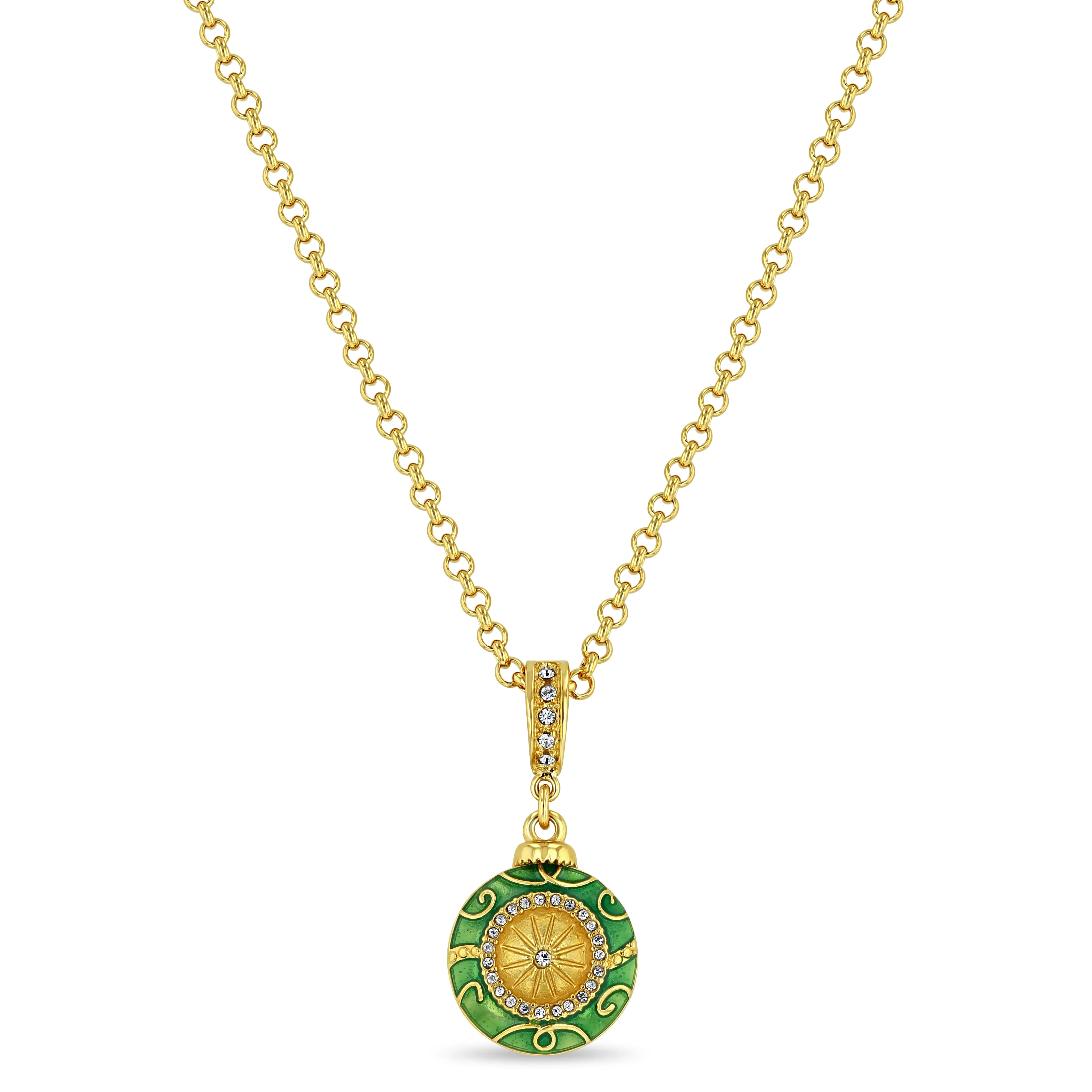 Green Christmas Ornament Enhancer Charm by Ritzy Couture DeLuxe -18k Gold Plated