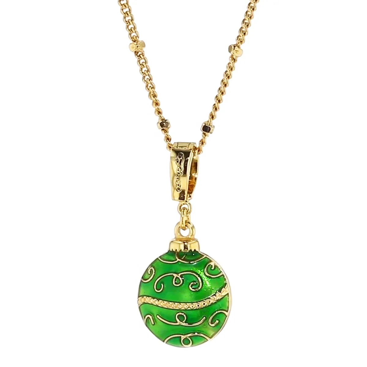 Green Christmas Ornament Enhancer Charm by Ritzy Couture DeLuxe -18k Gold Plated