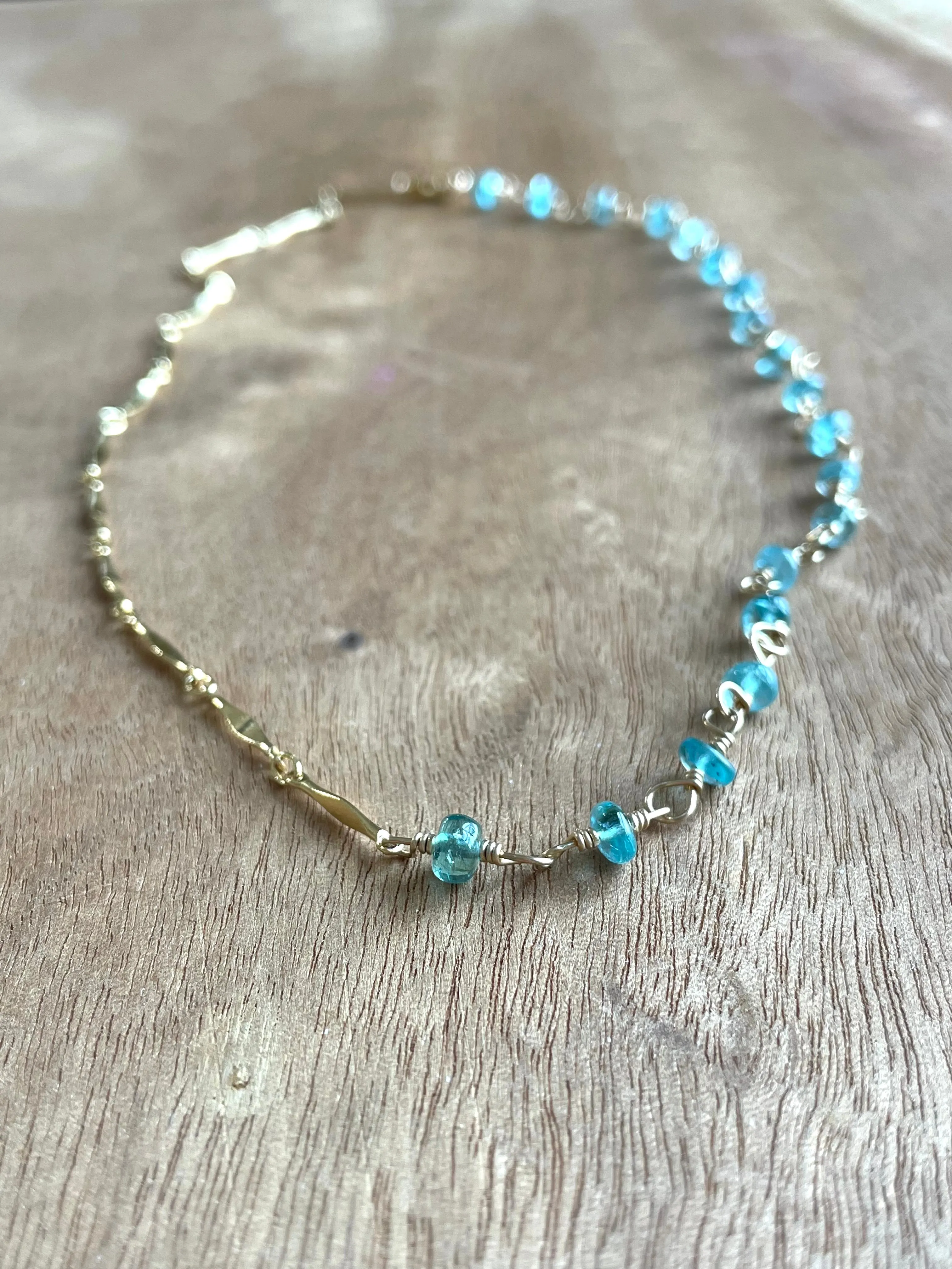 Half and Half Gold Filled Apatite and Moonstone Pendant Necklace made to order