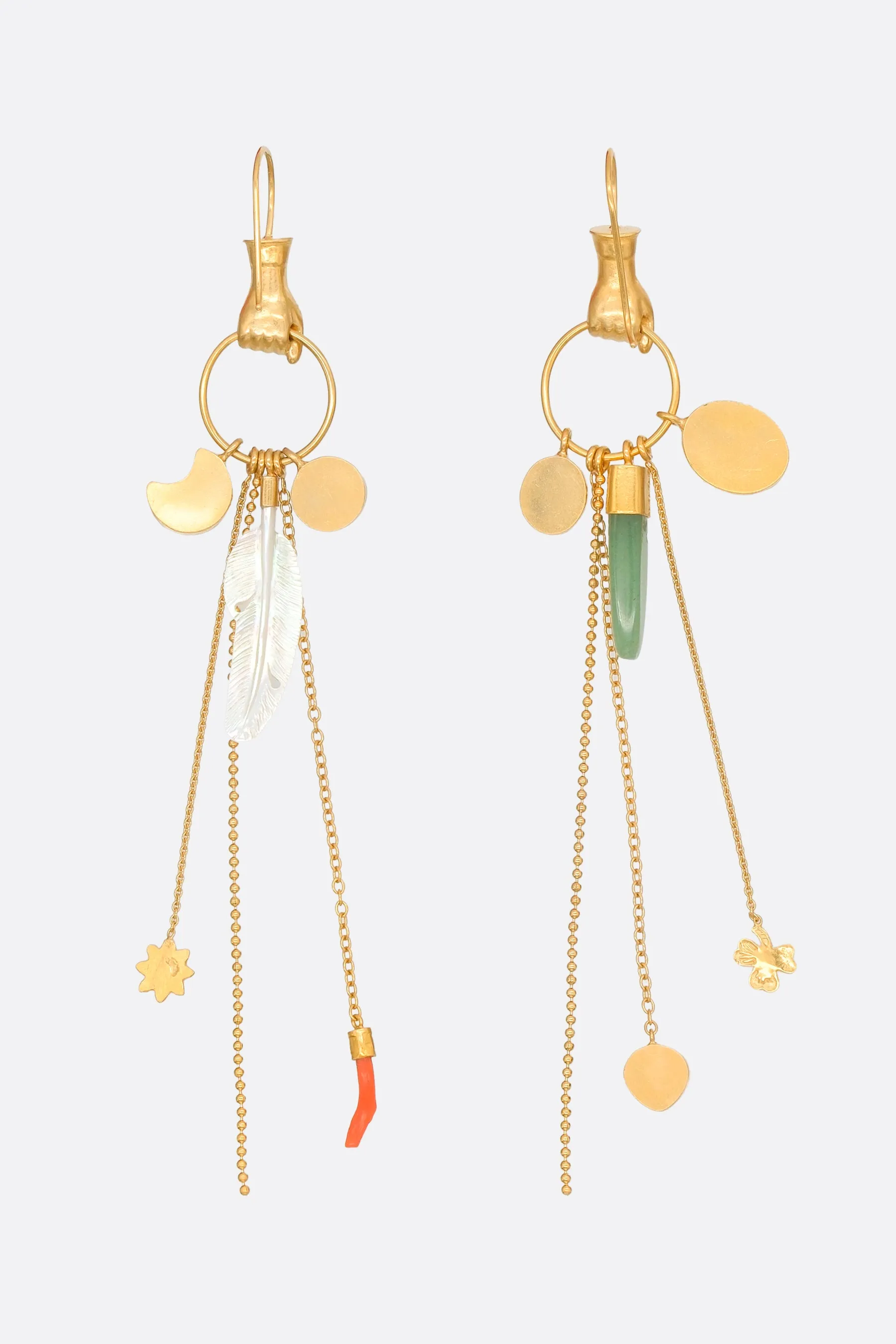 Hand Multi Charm drop earrings