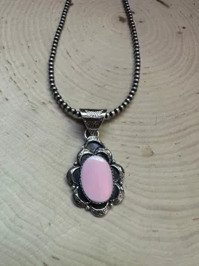 Handmade Pink Conch & Sterling Silver Pendant