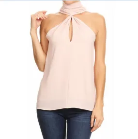 High Neck Keyhole Top, Blush