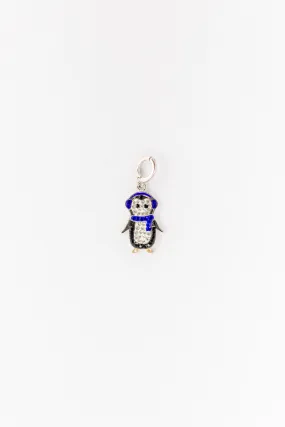 Holiday Penguin Crystal Sterling Silver Charm