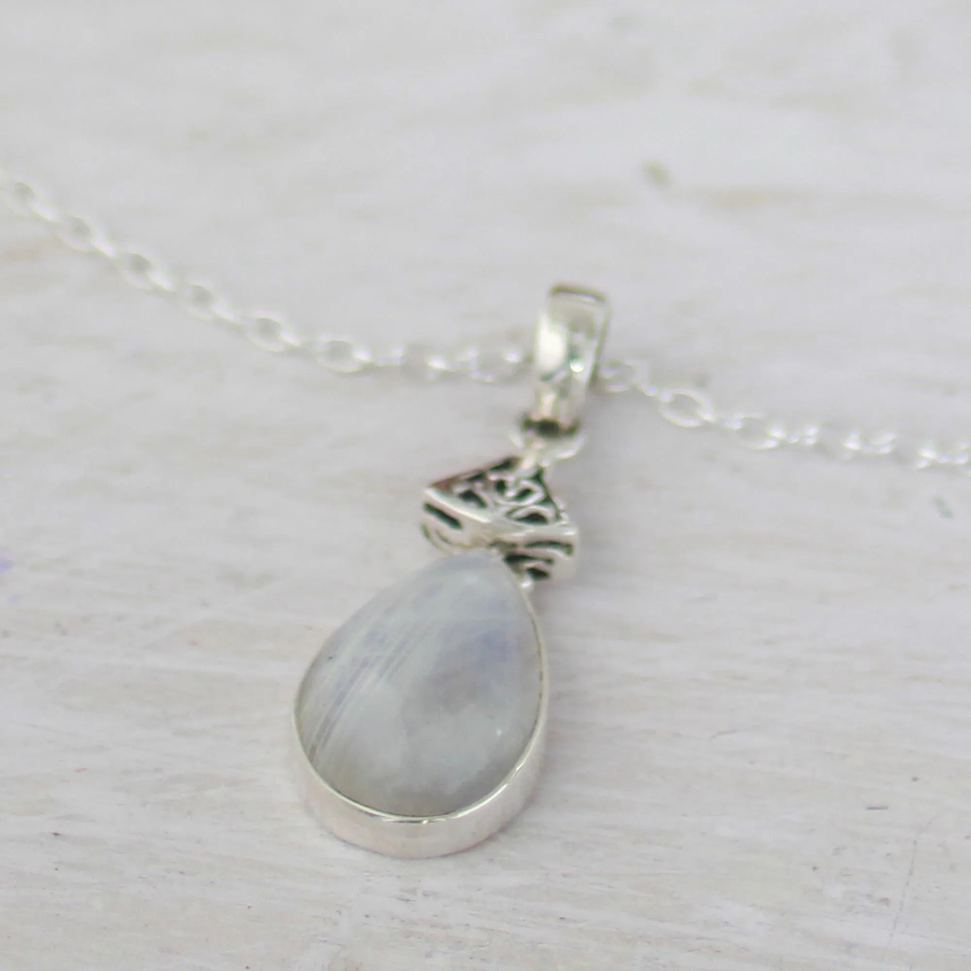 Icy Droplet Moonstone Pendant Necklace