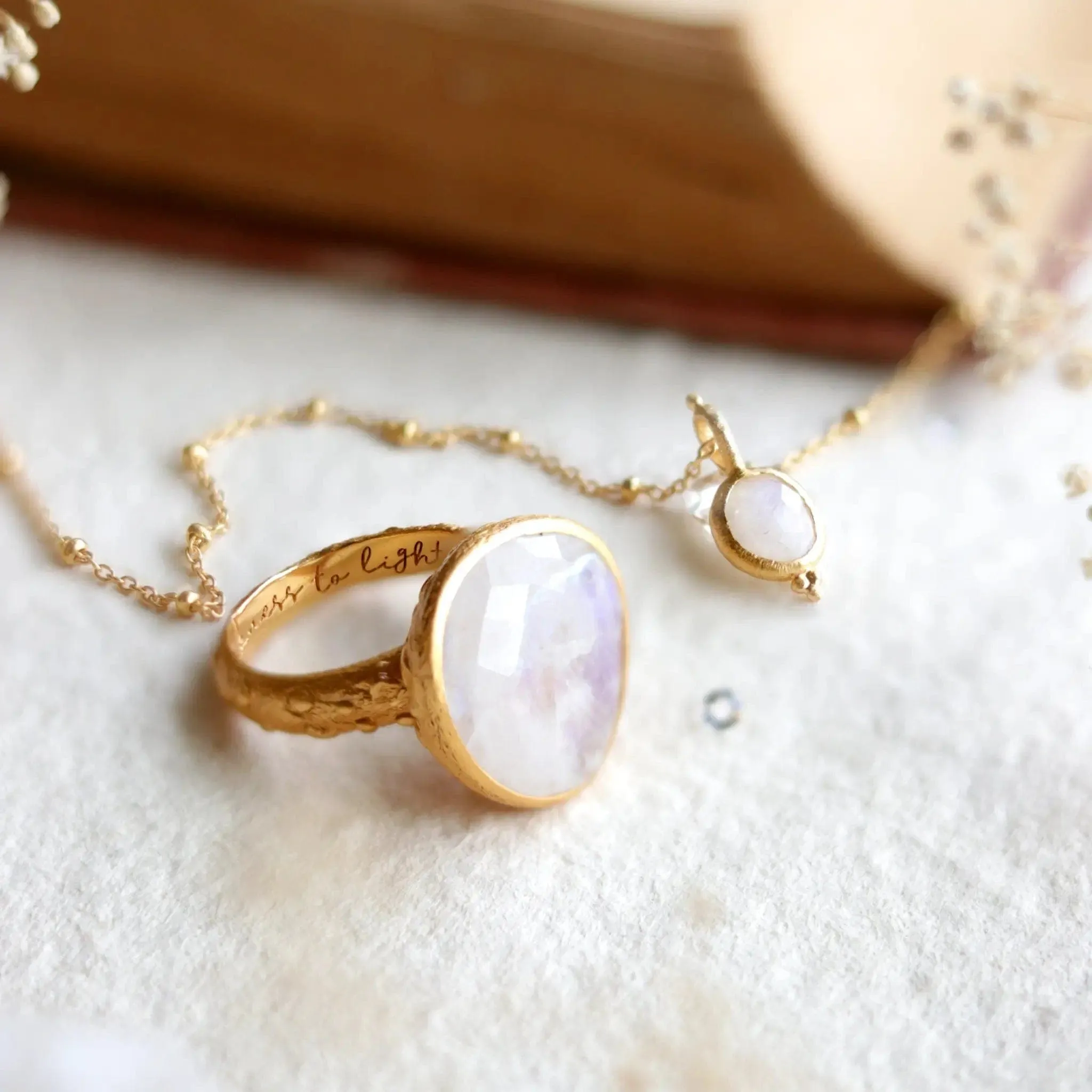 Intuitive Wisdom Necklace & From Darkness To Light Moonstone • Ring