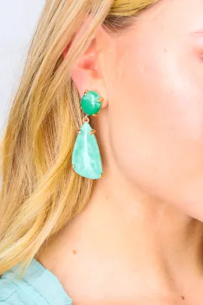 Jade Geo Resin Stone Drop Earrings