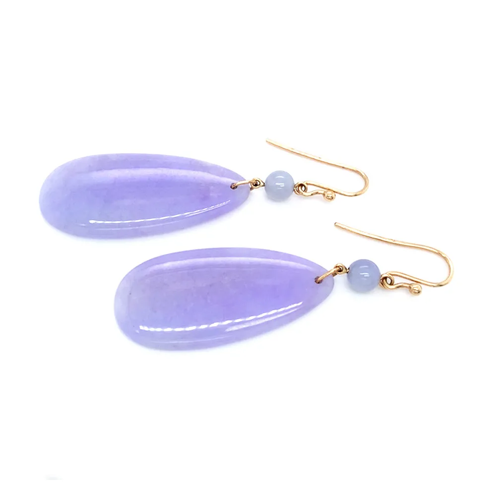 Jadeite & Yellow Gold Earrings - "Lavender"