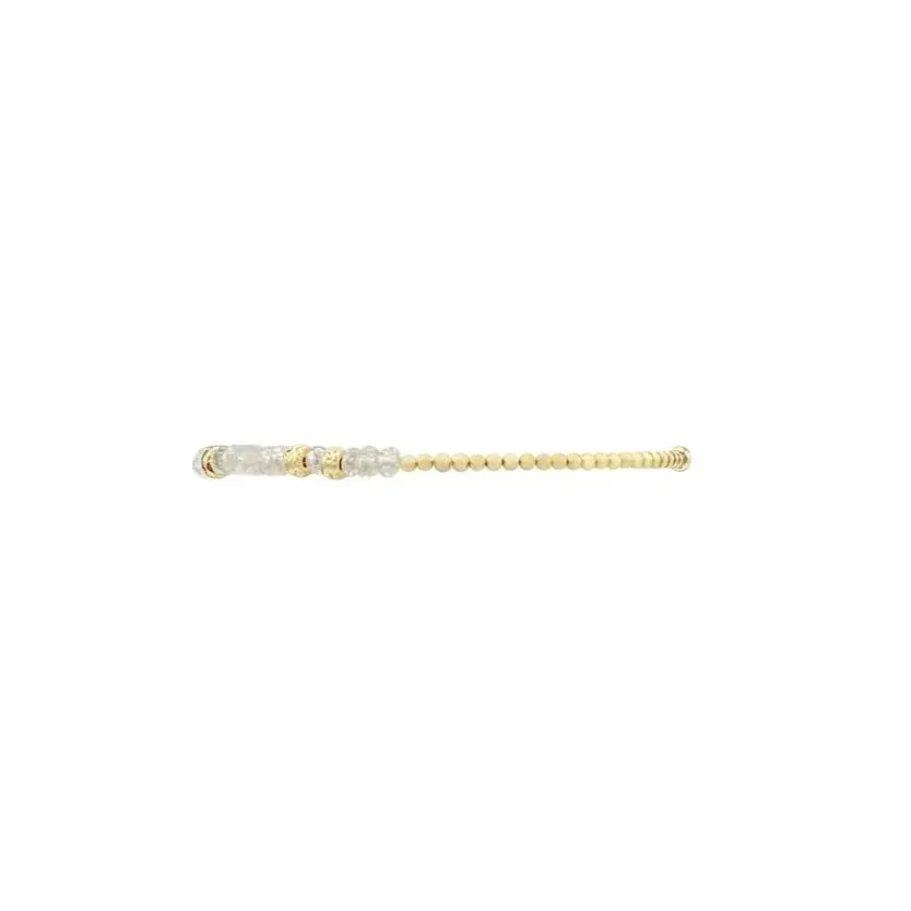 Karen Lazar 2mm Yellow Gold Bracelet - April Topaz w/Hammered Rondelles