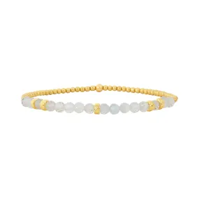 Karen Lazar 2mm Yellow Gold Bracelet - April Topaz w/Hammered Rondelles