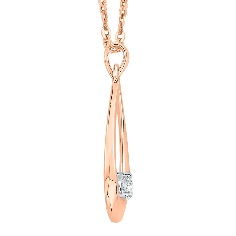 KATARINA Solitaire Diamond Teardrop Pendant Necklace (1/10 cttw)