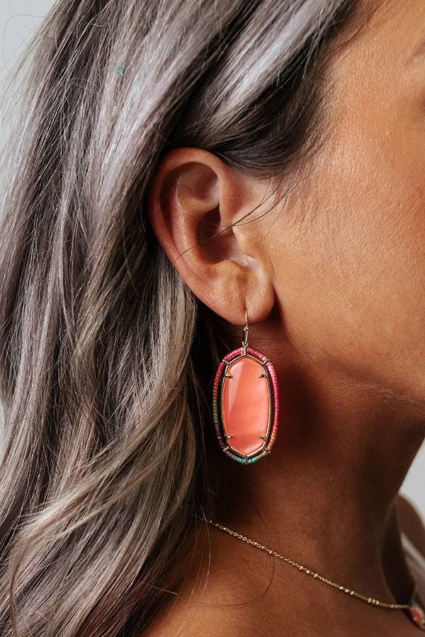 Kendra Scott Threaded Elle Gold Drop Earrings In Coral Illusion