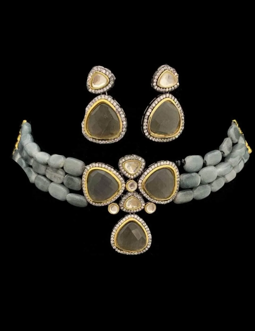 Kundan Stone Studded Choker Necklace Set