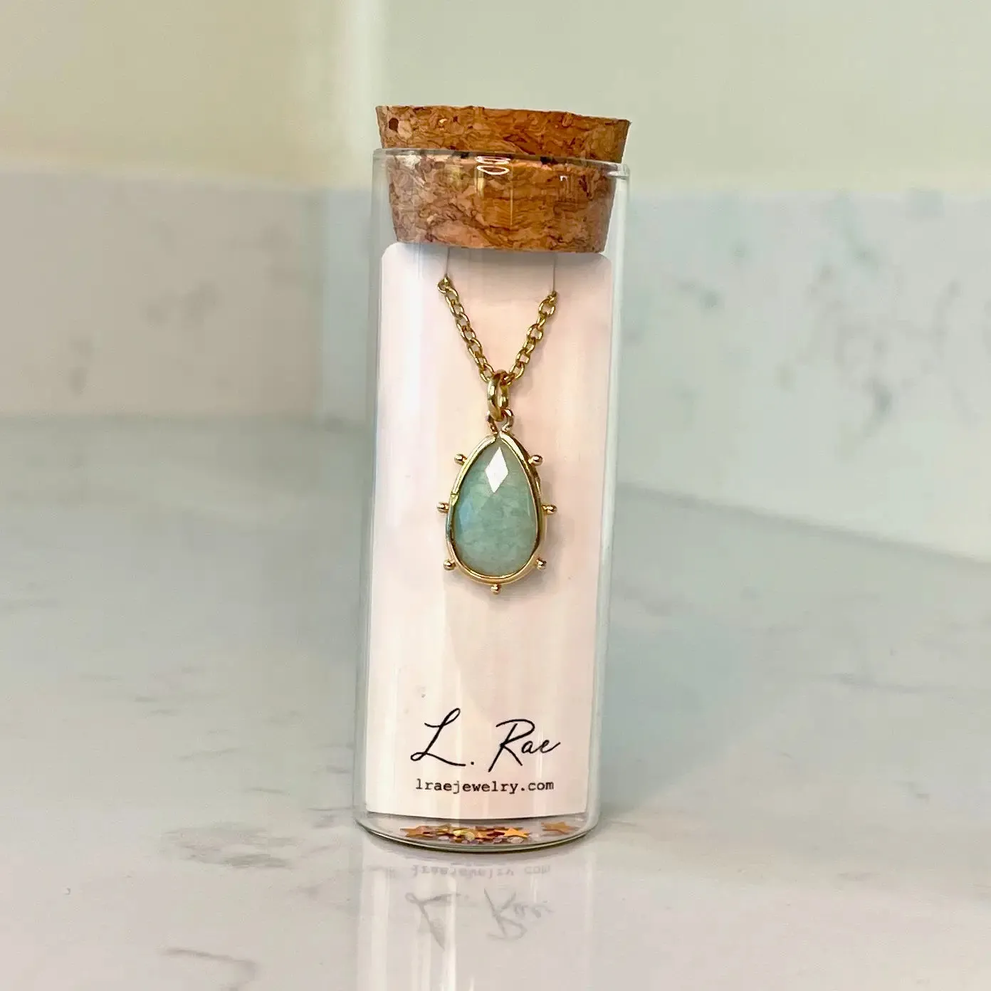 L Rae Jewelry - Gemstone Cab Gold Necklace Charm