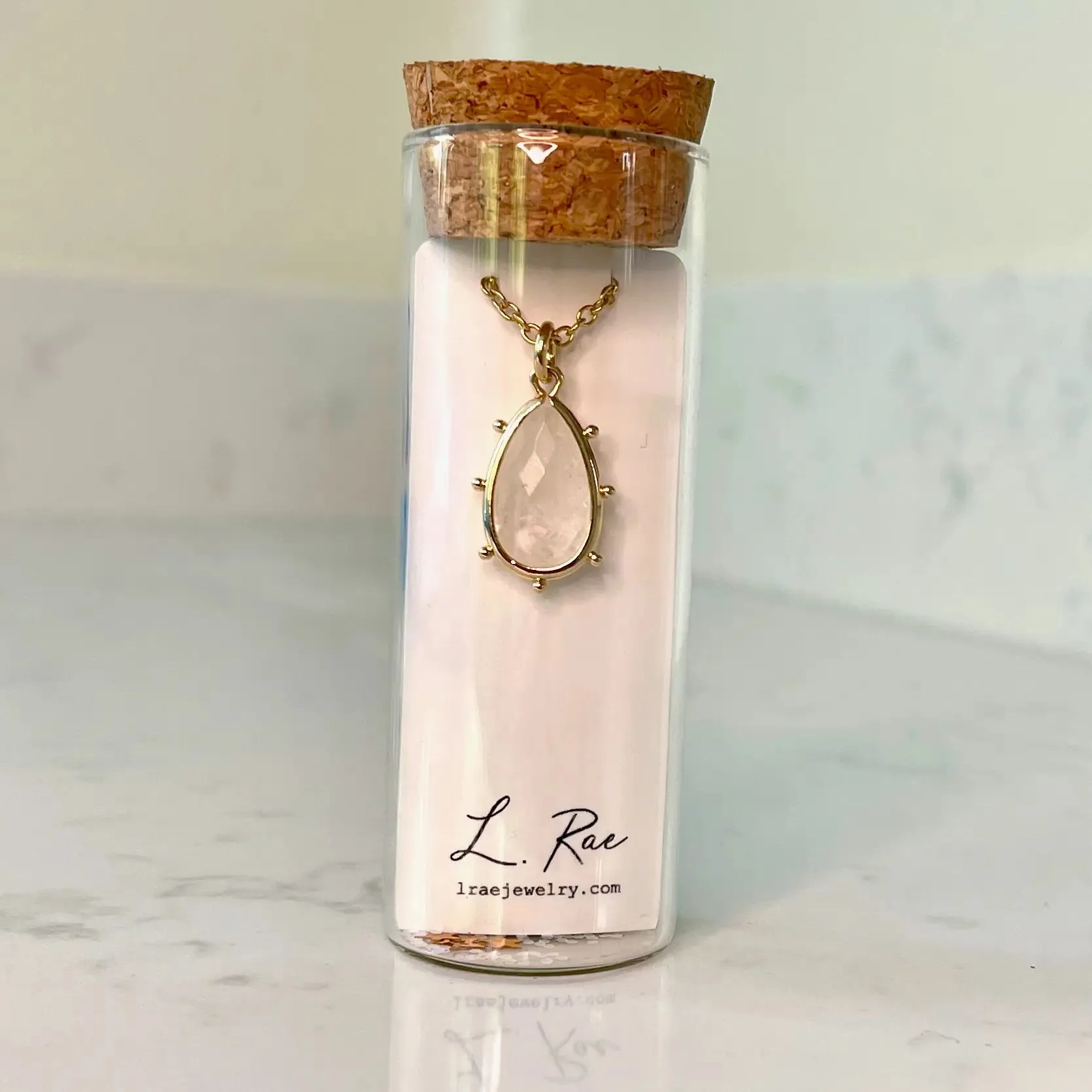 L Rae Jewelry - Gemstone Cab Gold Necklace Charm