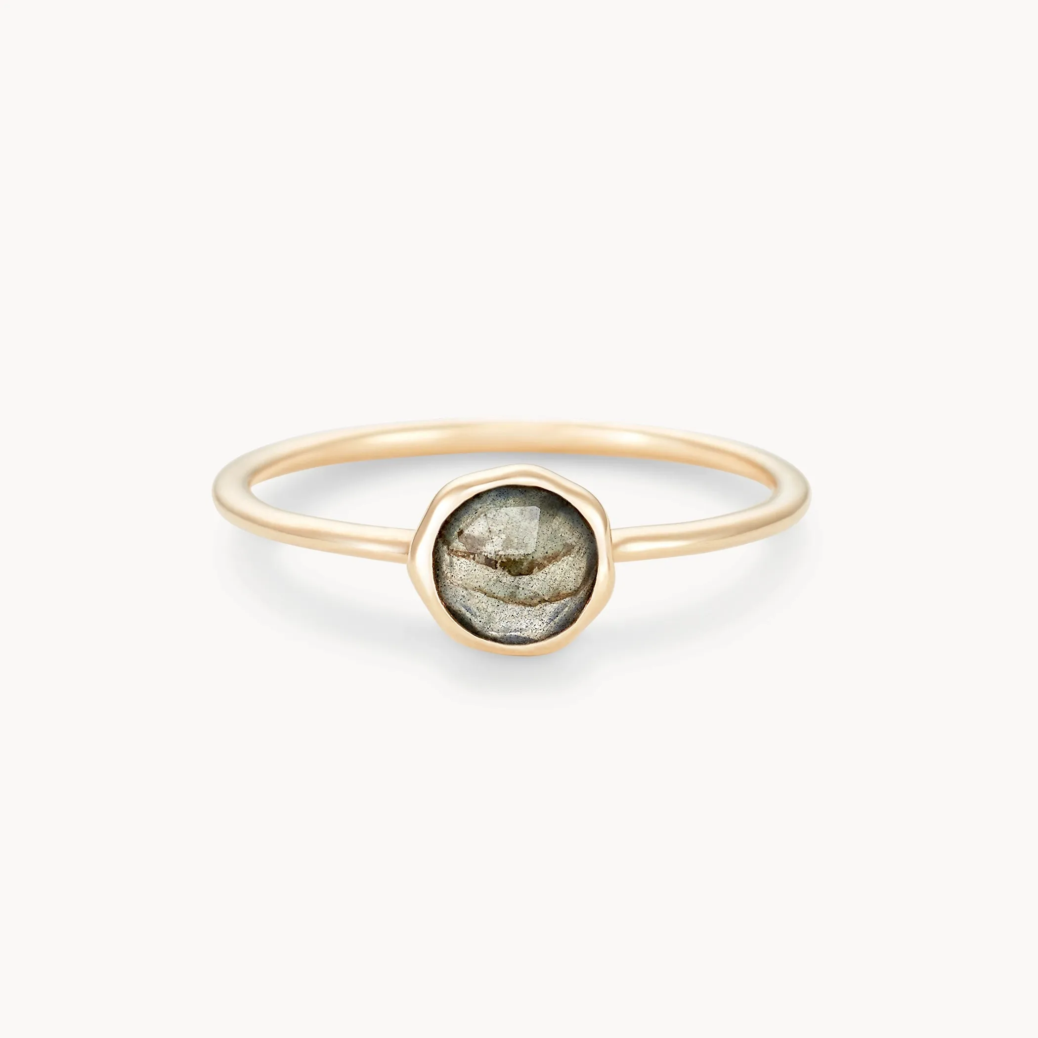 labradorite mini mood ring - 10k yellow gold, labradorite