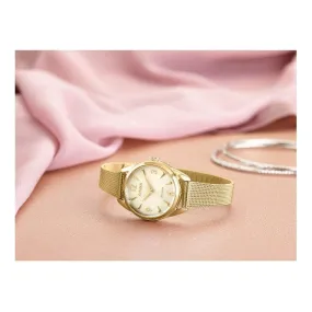 Ladies Bracelet Dress Stainless Steel Gold Watch EM0682-58P